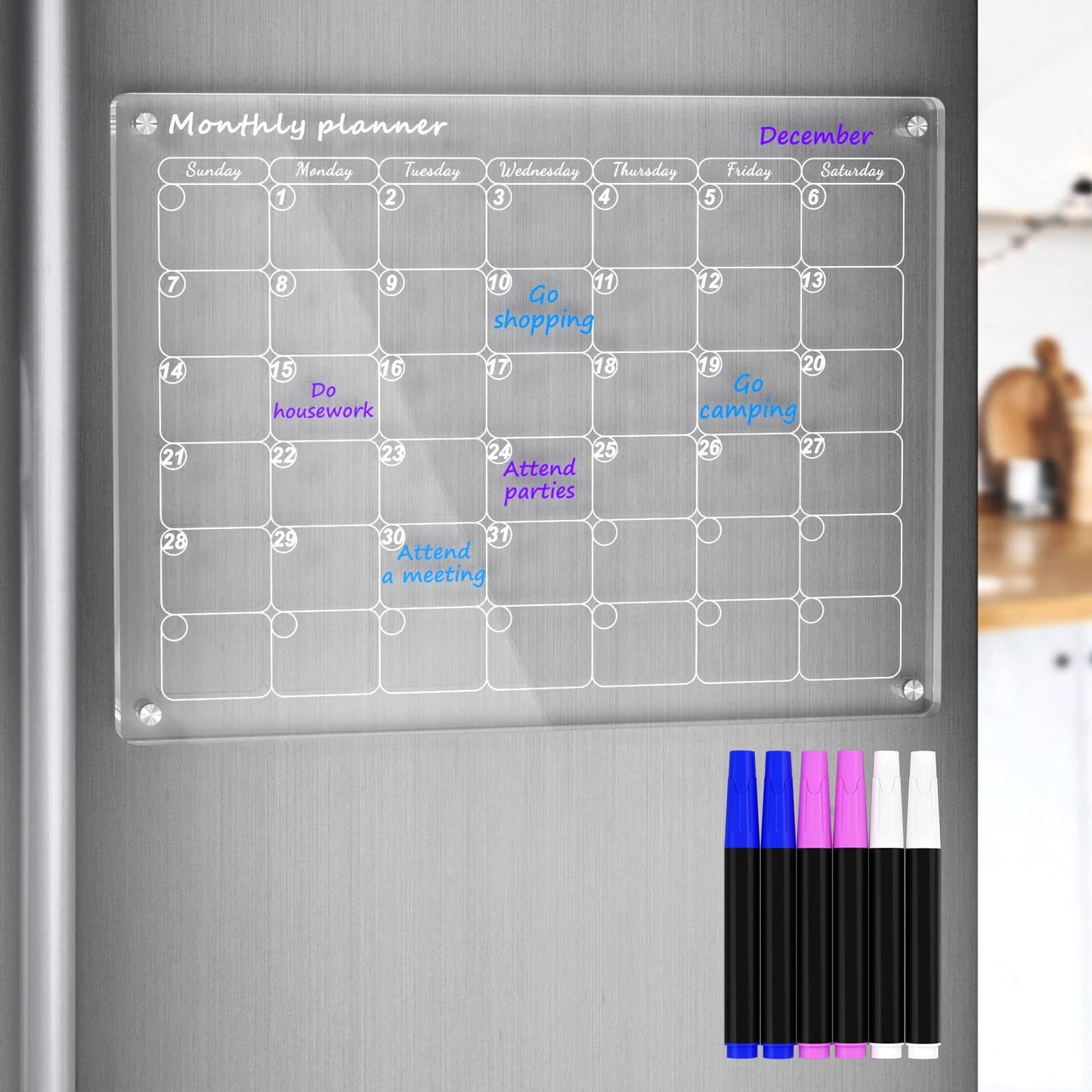 Acrylic Magnetic Dry Erase Board Calendar