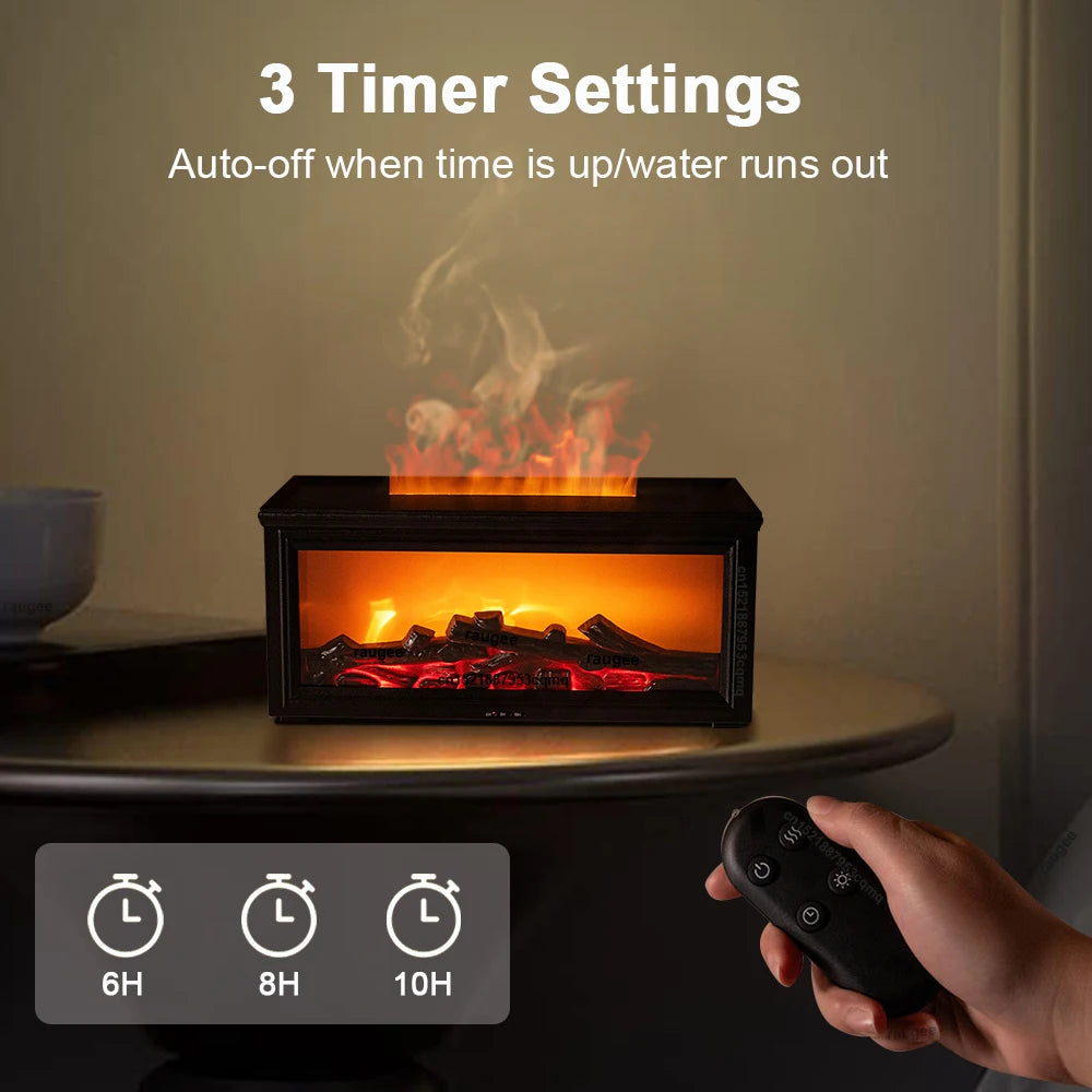 Aroma Air Humidifier Flame Fireplace Essential Oil Diffuser