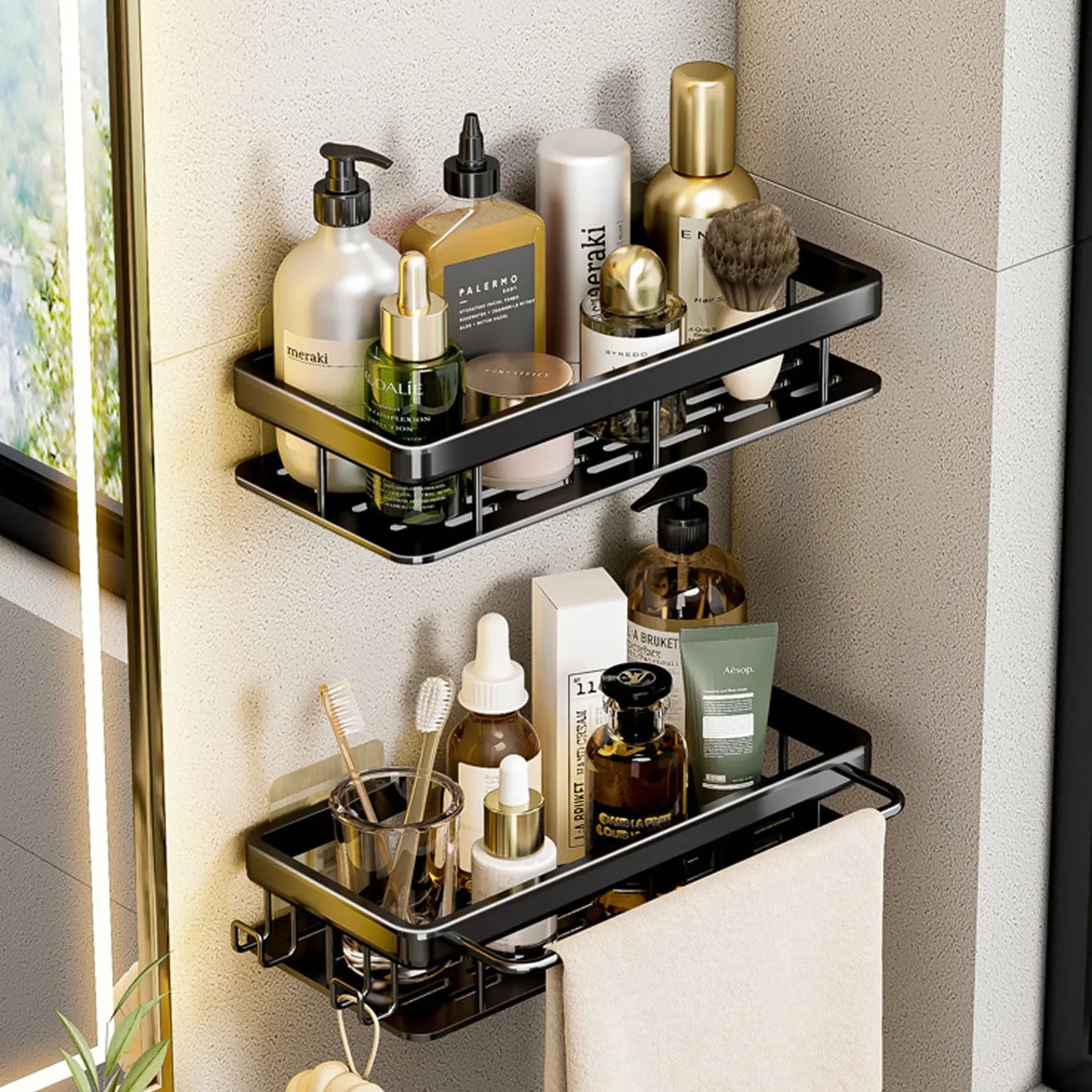 No-Drill Bathroom Shelf | Self-Adhesive Wall Organizer