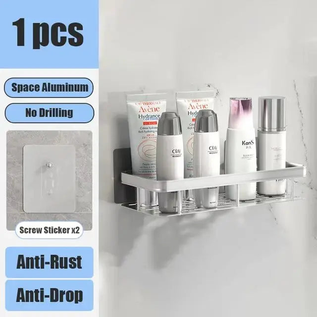 No-Drill Bathroom Shelf | Self-Adhesive Wall Organizer