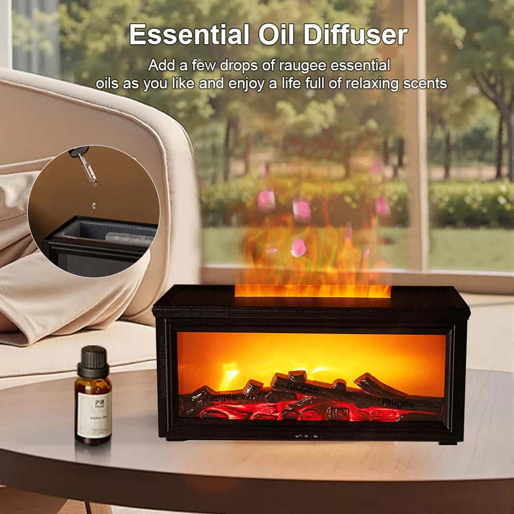 Aroma Air Humidifier Flame Fireplace Essential Oil Diffuser