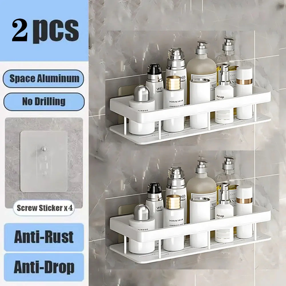 No-Drill Bathroom Shelf | Self-Adhesive Wall Organizer