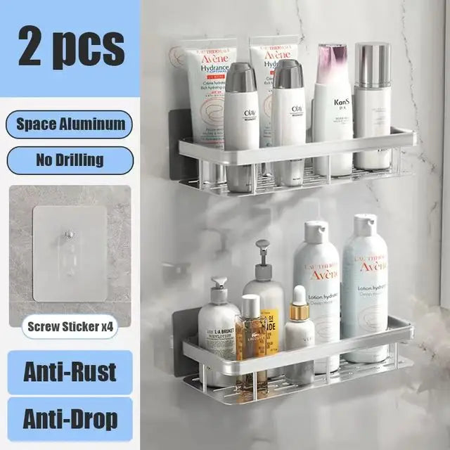 No-Drill Bathroom Shelf | Self-Adhesive Wall Organizer