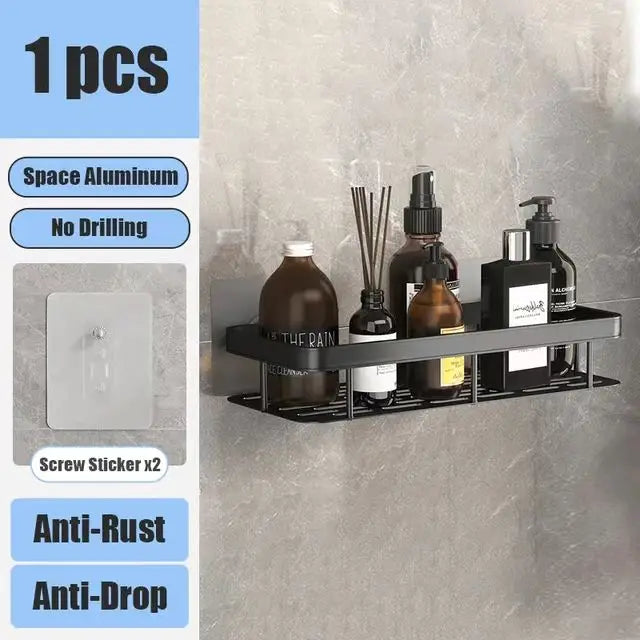 No-Drill Bathroom Shelf | Self-Adhesive Wall Organizer