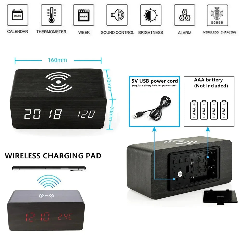 Wireless charging Alarm clock with 5+ features ⏰