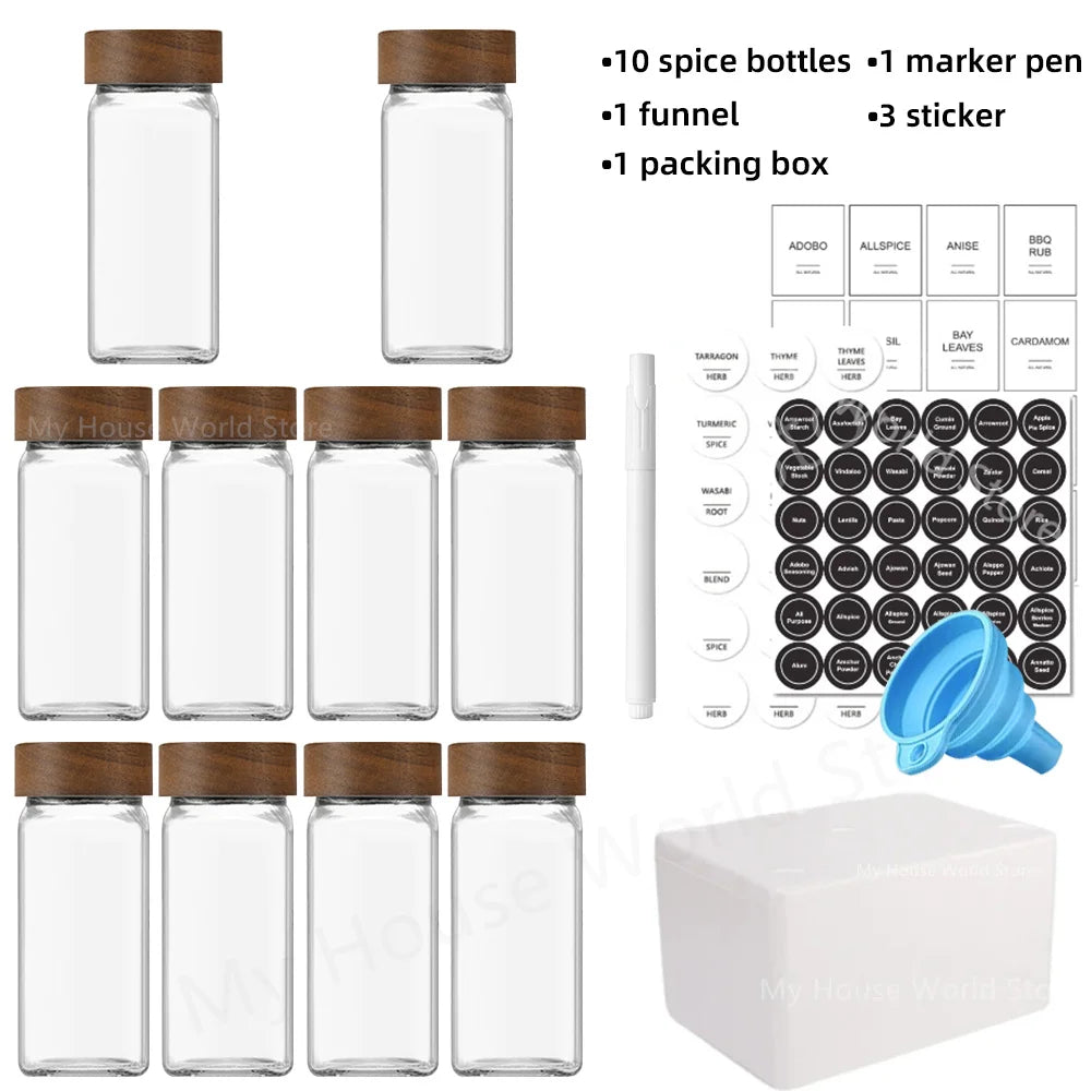 Spice Jars with Bamboo Lids | Kitchen Storage Set