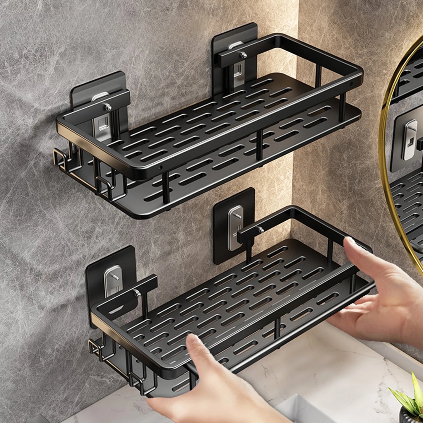 No-Drill Bathroom Shelf | Self-Adhesive Wall Organizer
