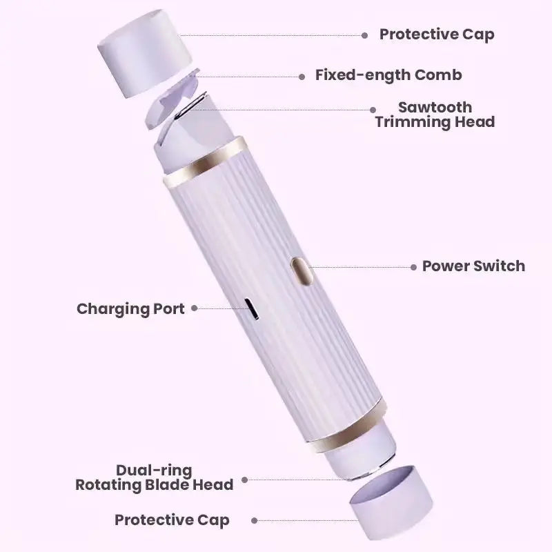Two in one women's electric shaver - suitable for eyebrows, face, legs, and armpits, portable wet and dry hair remover