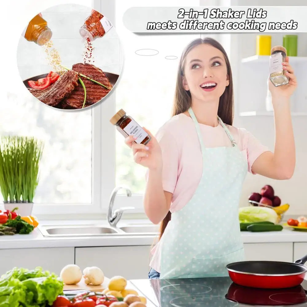 Spice Jars with Bamboo Lids | Kitchen Storage Set