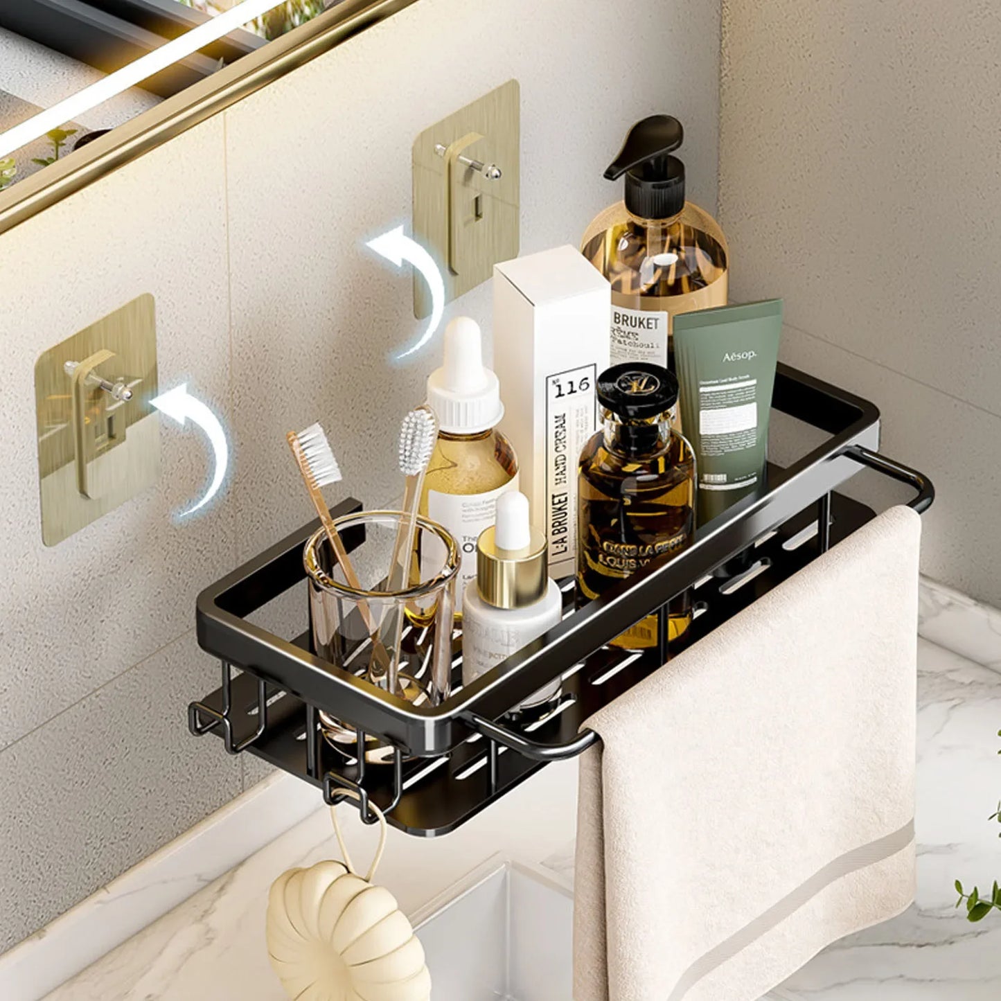 No-Drill Bathroom Shelf | Self-Adhesive Wall Organizer