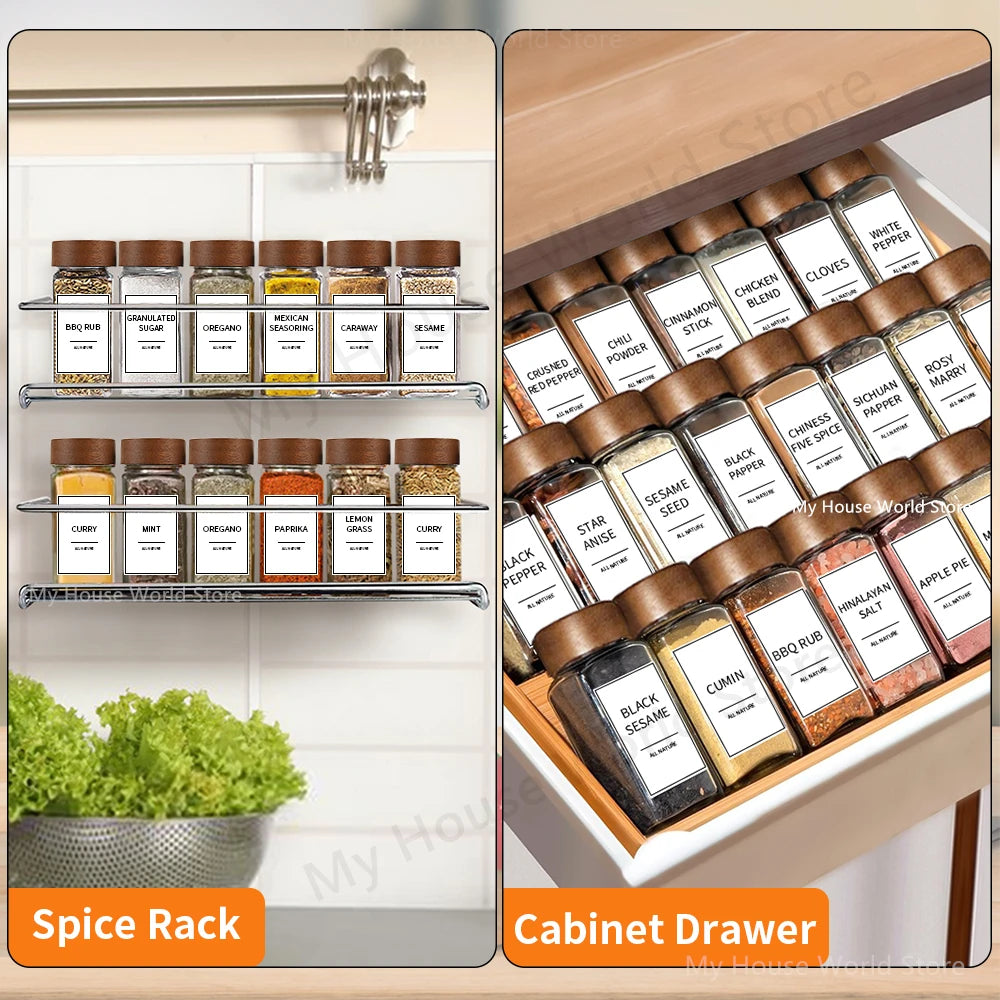 Spice Jars with Bamboo Lids | Kitchen Storage Set