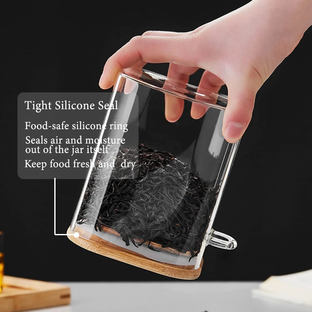 Bamboo Airtight Jars with Spoons